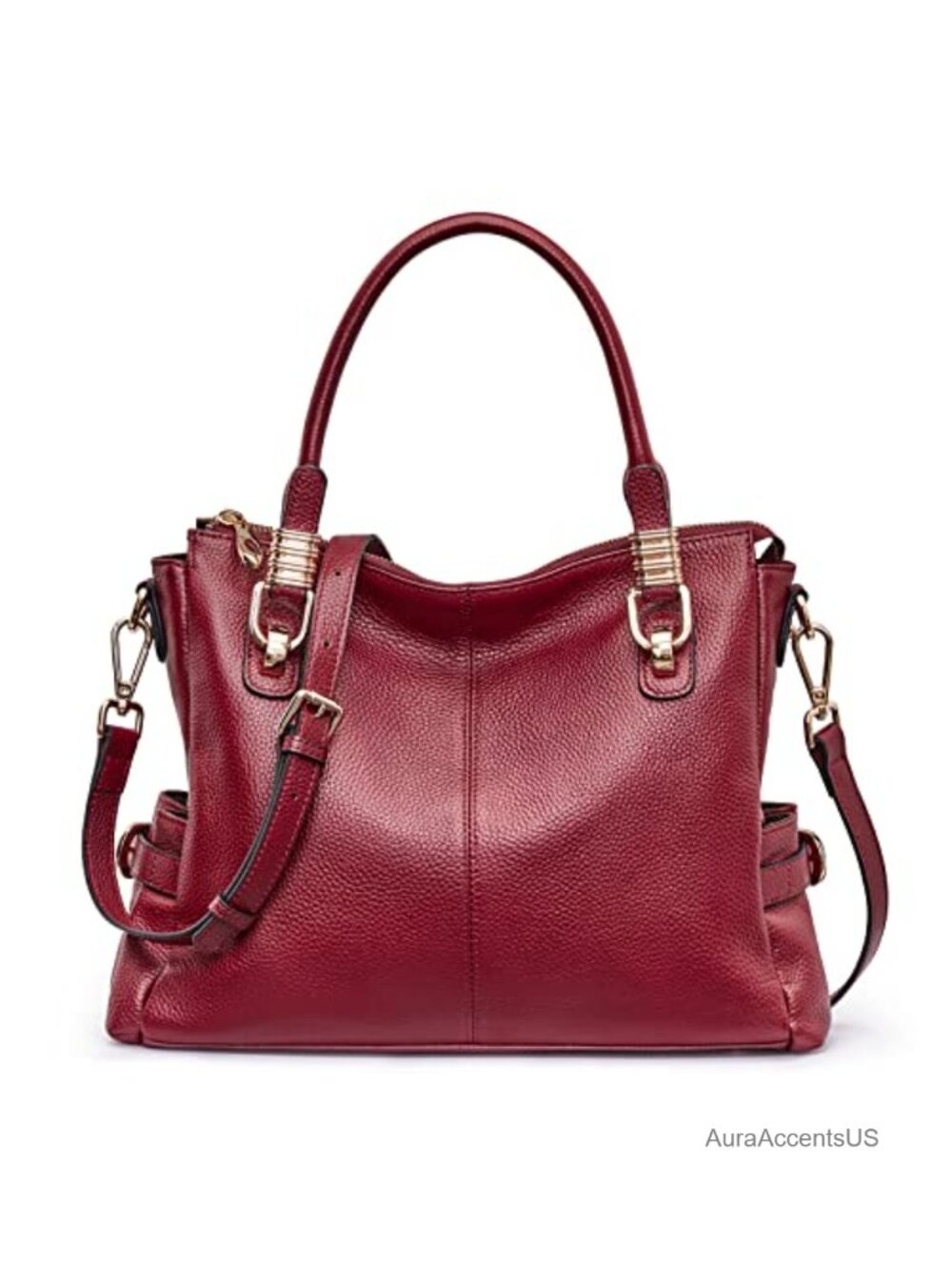 Top Grain Pebbled Cowhide Leather Satchel Tote Shoulder Bag Crossbody Purse